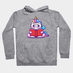 Cute Unicorn Reading Book Hoodie